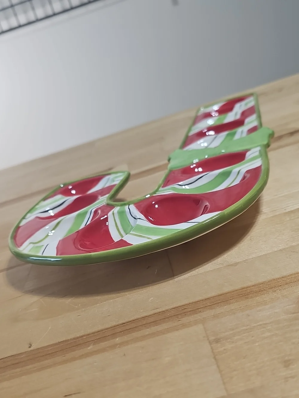 Christmas Ceramic Candy Cane Deviled Egg Plate